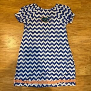 University Of Florida Gators UF Embroidered Chevron Smock Dress Little Girl Sz 6